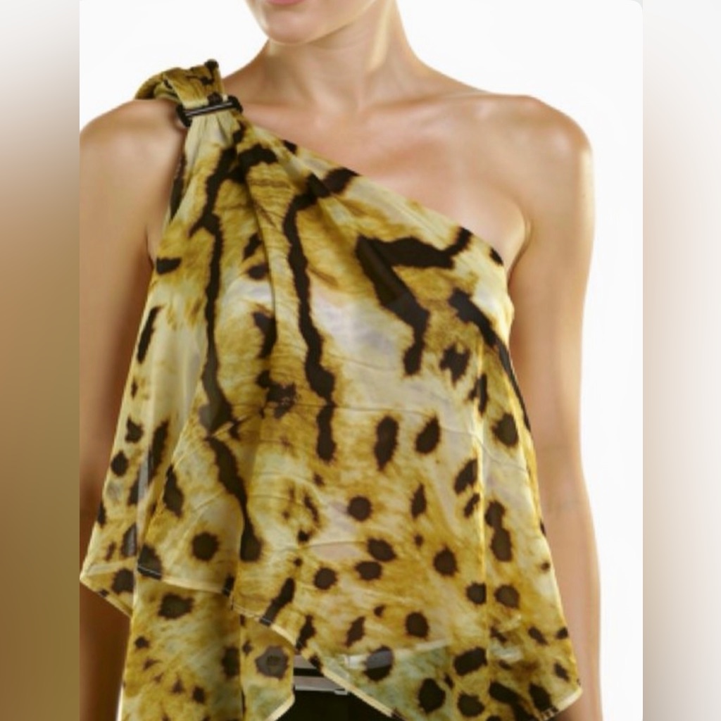 Kaufmanfranco Luxury 100% Silk One-Shoulder Asymmetric Draped Top